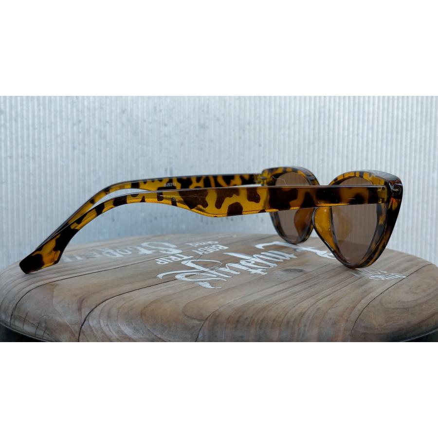 レオパード キャッツアイ UVカット サングラス レオパード×ブラウン