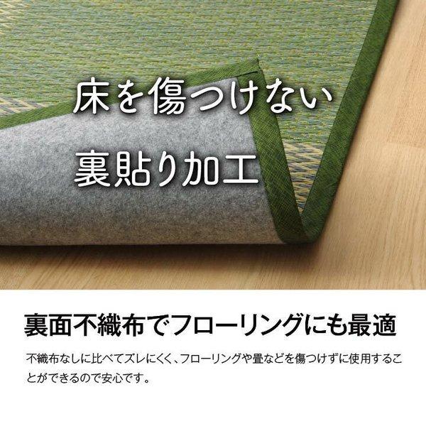 い草 マット 上敷き カーペット ござ ラグ 抗菌 防臭 ブルー 格子柄 市松柄 い草ラグ 花ござ 『DXピーア』 本間6畳 (約286×382cm) 裏:不織布｜ems18｜06