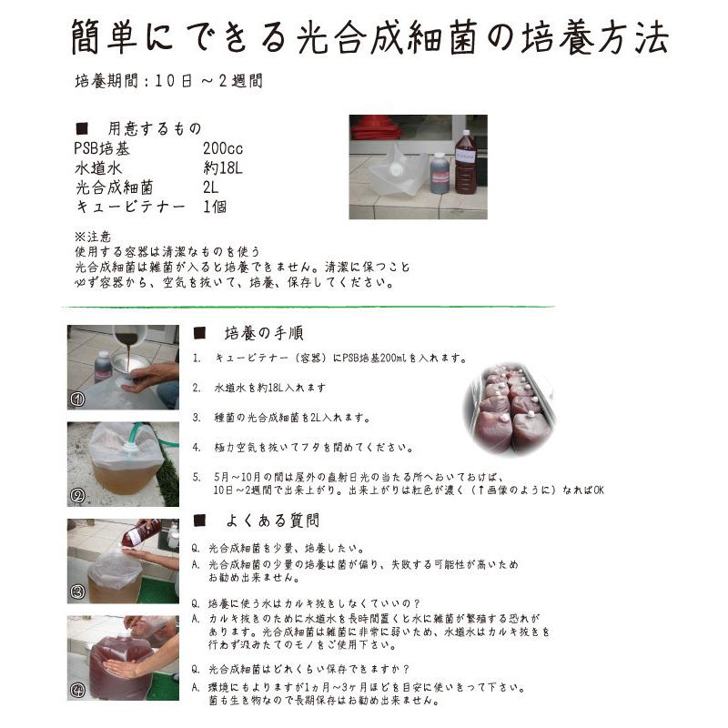 PSB培基 1000ml　100L培養分 光合成細菌培養用資材 PSB PNSB 培養 光合成細菌 培養資材 培養 バクテリア 基材 培地 培養基 農業 園芸 ガーデンニグ 畜産 牛 豚 |  | 01