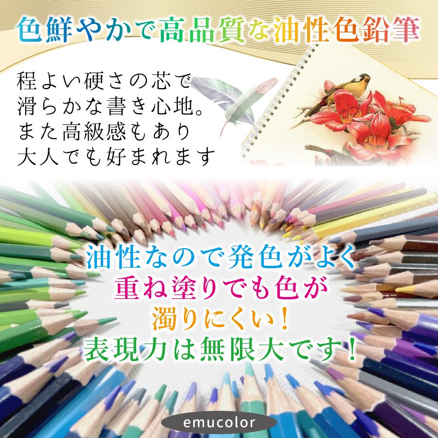 色鉛筆 120色 セット 油性 父の日 プレゼント 実用的 収納 ケース 子供 小学生 お絵かき 大人の塗り絵 画材セット｜emu-color｜03