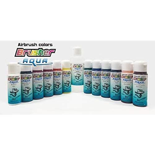開店祝い エアブラシ専用水性ウレタン塗料 Brusherアクア ベーシックカラー12色セット ベースからトップコートまで全てが水性塗料システム あらゆ 激安特価 Atempletonphoto Com