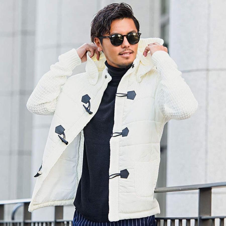 注文割引 メンズ キャバリア Cavaria 3g 70 Navy ネイビー 44 M ダッフルコート ニット 切替 中綿 コート アウター