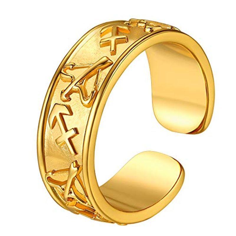 Suplight いて座 18金 リング レディース シンプル ゴールド 指輪 フリーサイズ 太め ブランド お守り アクセサリー 005 Emu365 通販 Yahoo ショッピング