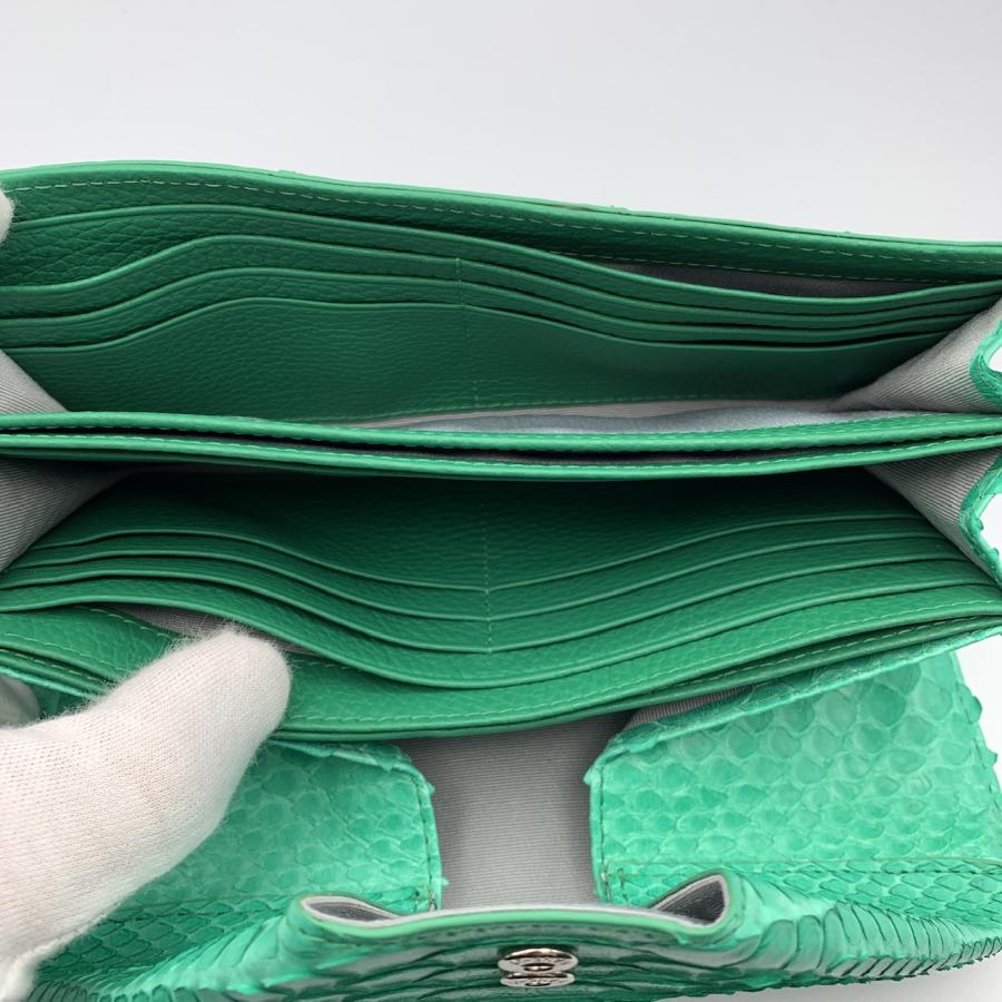 緑　パイソン　長財布　パイソン財布　本革　財布　パイソン　蛇革　ギャルソン 緑 パイソン 長財布 パイソン財布 本革 財布 パイソン 蛇革