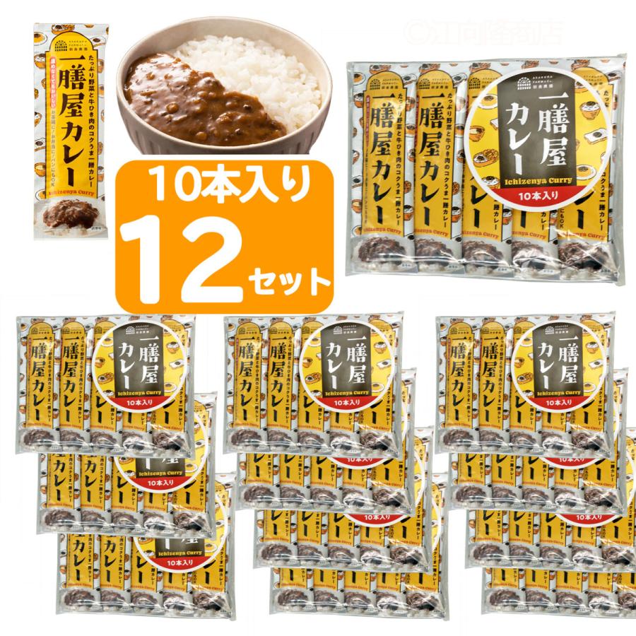 レトルトカレー 一膳屋カレー ひとくちカレー 40g×10本入り 12セット たっぷり野菜 牛ひき肉 コクうま 宮島醤油 プチカレー ちょこっとカレー 日本製 送料無料