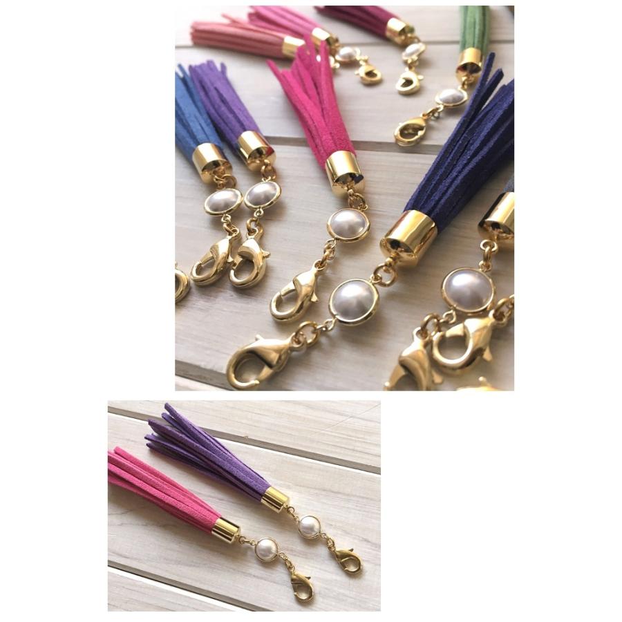 【メール便発送可◯】タッセル チャーム ミニチャーム チャーム パール フェイクスエード スマホケース 携帯ストラップ キーホルダー フリンジ | ブランド登録なし | 03