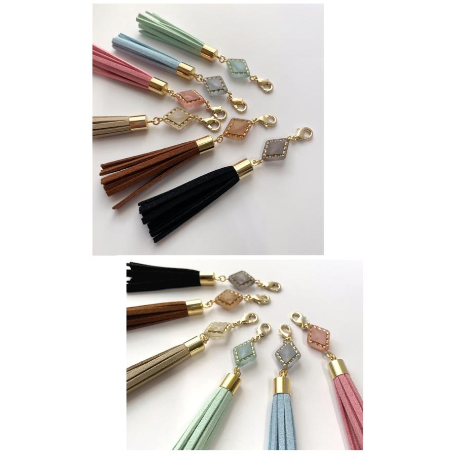 【メール便発送可◯】タッセルチャーム ミニチャーム ダイヤ型 フリンジ 日本製 フェイクスエード 携帯ストラップ キーホルダー | ブランド登録なし | 01