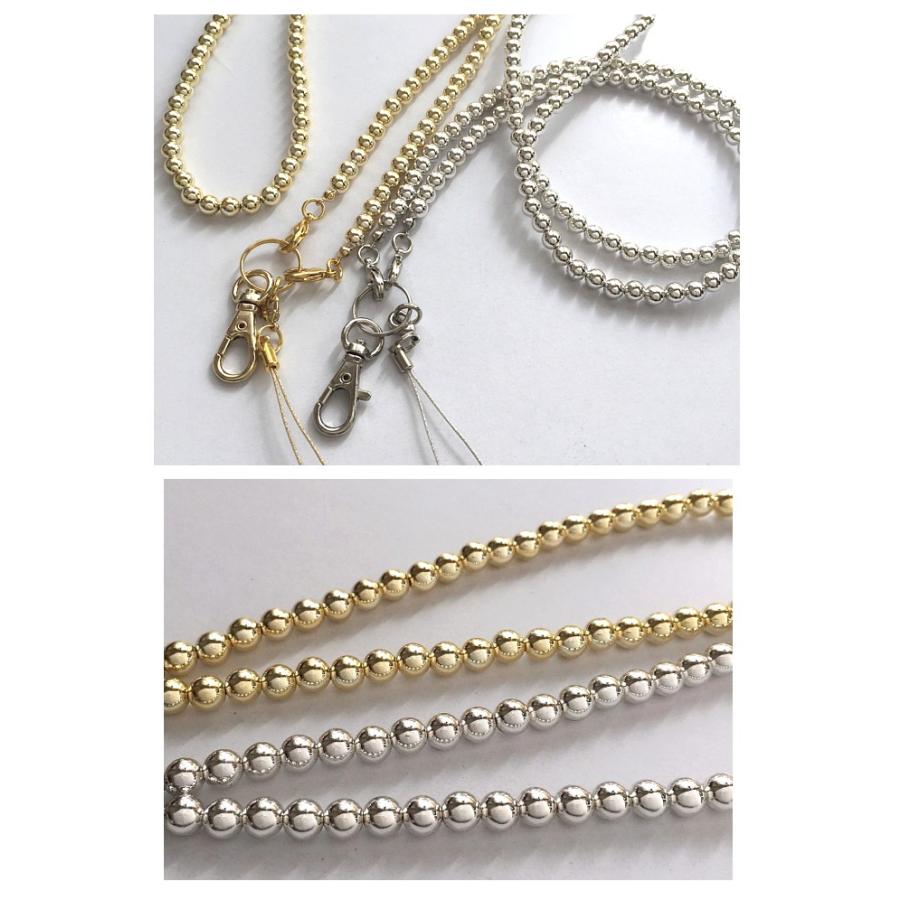 スマホ ストラップ ネックストラップ メタリックパール シルバーパール