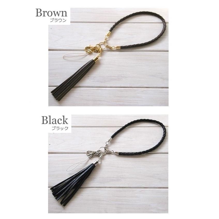 スマホ ストラップ 本革レザータッセルチャーム 四つ編み ハンド
