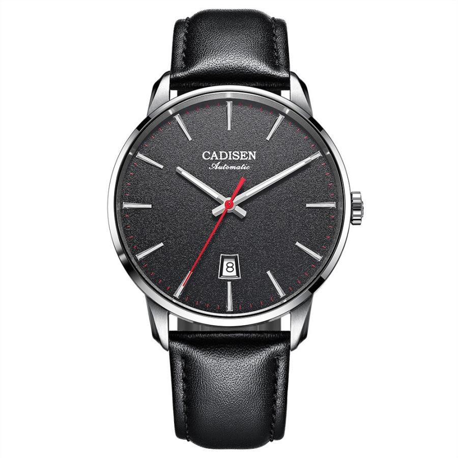 CADISEN ウォッチ メンズ 自動機械式 本革 防水 black