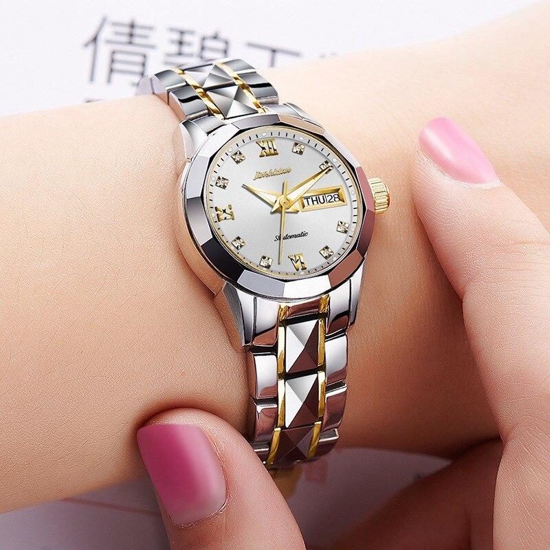 JSDUN 機械式 自動 ビジネス時計 Ladies 防水 ステンレス鋼 自動日付 Women watch 5