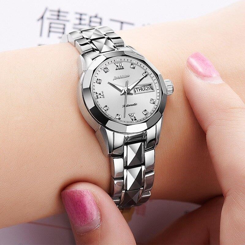 JSDUN 機械式 自動 ビジネス時計 Ladies 防水 ステンレス鋼 自動日付 Women watch 2