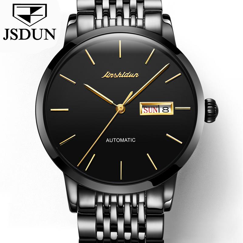 機械式時計 JSDUN スイス トゥールビヨン レザー ビジネス 自動巻き 防水 Men Watch