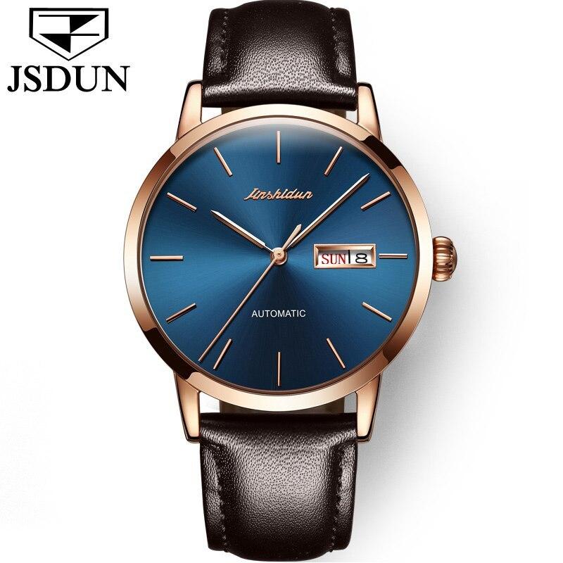 機械式時計 JSDUN スイス トゥールビヨン レザー ビジネス 自動巻き 防水 Men Watch