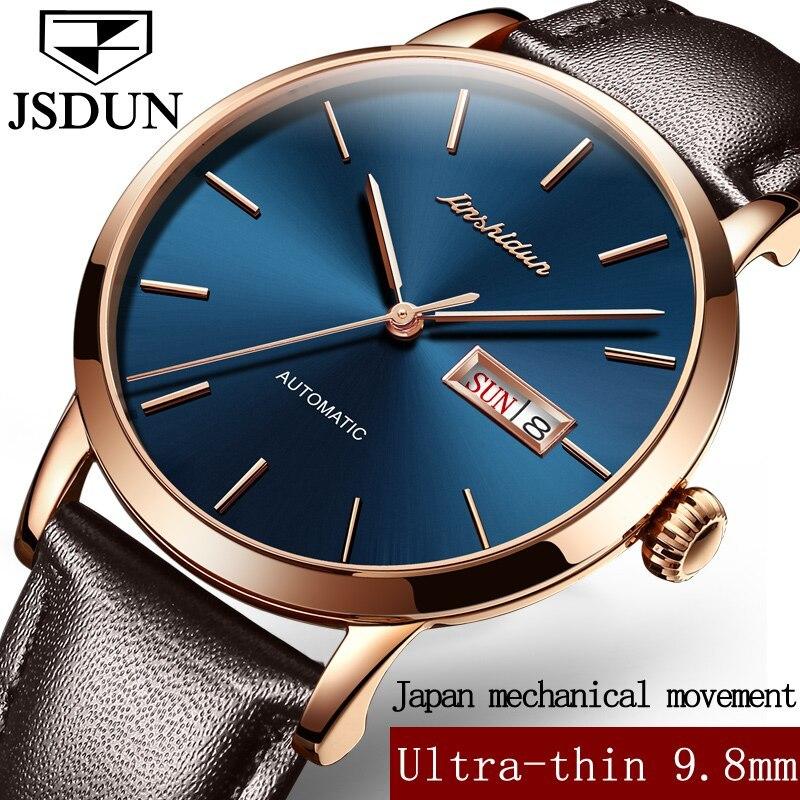 機械式時計 JSDUN スイス トゥールビヨン レザー ビジネス 自動巻き 防水 Men Watch Men Watch