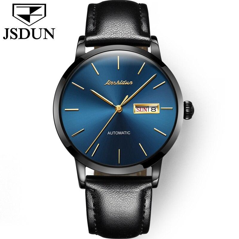 機械式時計 JSDUN スイス トゥールビヨン レザー ビジネス 自動巻き 防水 Men Watch