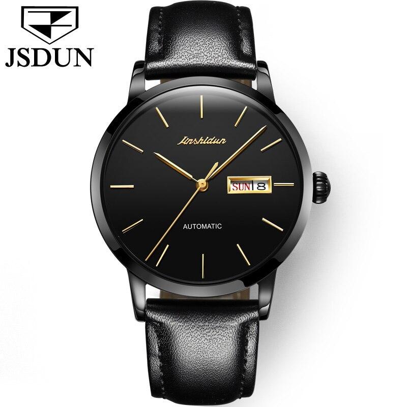 機械式時計 JSDUN スイス トゥールビヨン レザー ビジネス 自動巻き 防水 Men Watch
