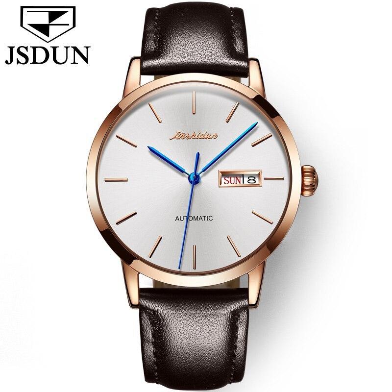 機械式時計 JSDUN スイス トゥールビヨン レザー ビジネス 自動巻き 防水 Men Watch