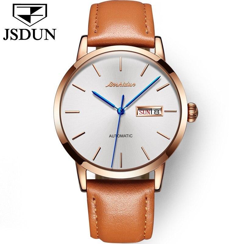 機械式時計 JSDUN スイス トゥールビヨン レザー ビジネス 自動巻き 防水 Men Watch