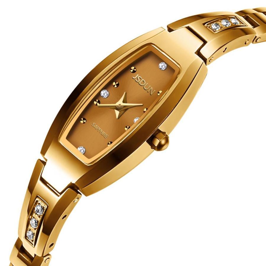 JSDUN 女性 クォーツ時計 タングステンスチール ローズゴールド カジュアル 腕時計 Ladies watch