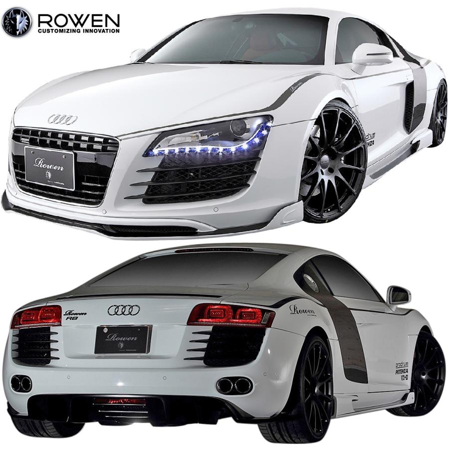 【M's】 アウディ R8 クーペ 4.2 V8 前期 (2007.07-2013.03) ROWEN スタイルキット 3点 FRP 42BYHF ロエン エアロ パーツ フルエアロ フルキット 1A004X00
