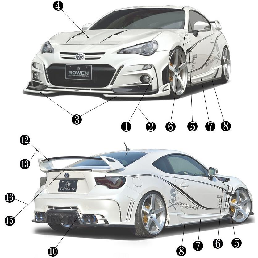 【M’s】 トヨタ 86 ZN6 前期 後期 (2012.4-2021.10) ROWEN 86 STREET ZERO フロントフェンダーアクセント カーボン ロェン ロウェン エアロ パーツ 1T009N10｜emuzu-international｜09