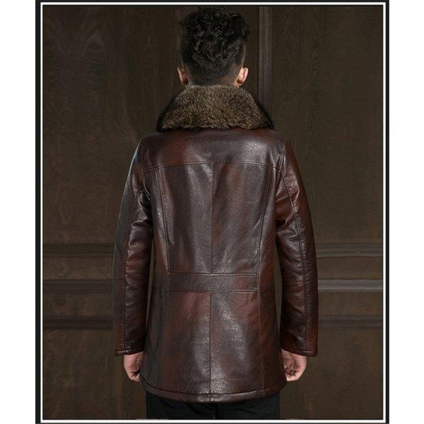 メーカー公式ショップ ラム革ジャケット 裏ボア 裏起毛 ミドル丈 レザージャケット ファー襟 革ジャン 羊革 ライダースジャケット 防寒 メンズ 革ジャン レザージャケット