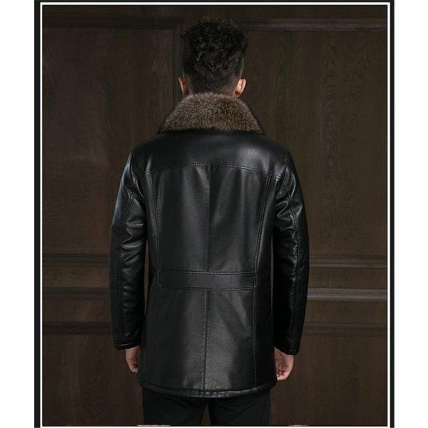 メーカー公式ショップ ラム革ジャケット 裏ボア 裏起毛 ミドル丈 レザージャケット ファー襟 革ジャン 羊革 ライダースジャケット 防寒 メンズ 革ジャン レザージャケット