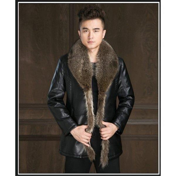 メーカー公式ショップ ラム革ジャケット 裏ボア 裏起毛 ミドル丈 レザージャケット ファー襟 革ジャン 羊革 ライダースジャケット 防寒 メンズ 革ジャン レザージャケット