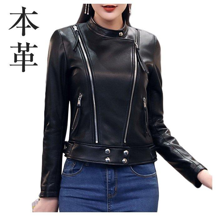 安い アウトレット販売 本革 ライダースジャケット ラムレザー スタンドカラー革ジャン 本革 レザー ジャケット レディース ダブルライダース 秋冬コート ブラック M Xxxlサイズ 激安オンライン通販 Ecolife Rus Ru
