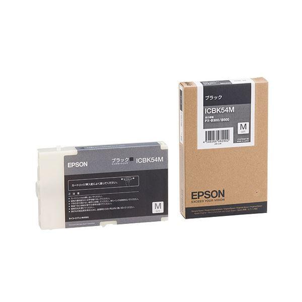 （まとめ） エプソン EPSON インクカートリッジ ブラック Mサイズ ICBK54M 1個 〔×3セット〕