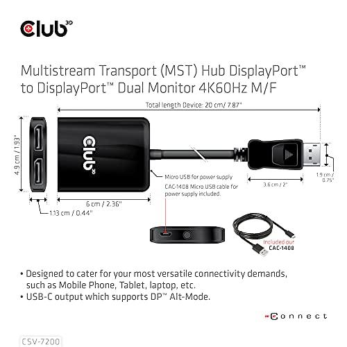 Club3D Multi Stream Transport MST ハブ DisplayPort 1.4 4K60Hz オス/メス デュアル モニター｜emzy-store｜03