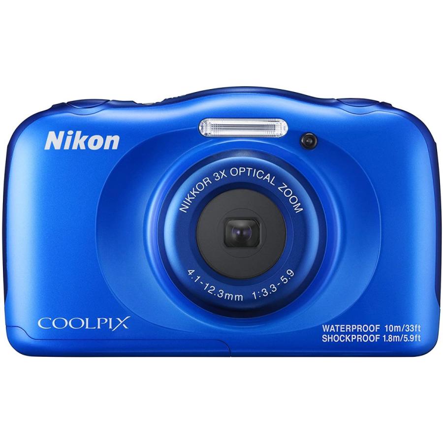 ラウンド  Nikon デジタルカメラ COOLPIX W100 防水 W100BL クールピクス ブルー新品SDカード付 コンパクトデジタルカメラ