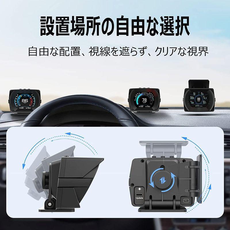 GIGC OBD2 メーター、タコメーター、車 ヘッドアップディスプレイ多機能デジタル マルチメーター、障害診断、警告機能付き（日本語版）｜en-office｜03