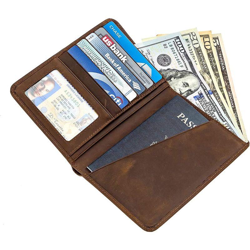 RFID のパスポート ホルダー旅行財布 - 本物の狂気の馬革をブロック (ダークブラウン 1)｜en-office｜03
