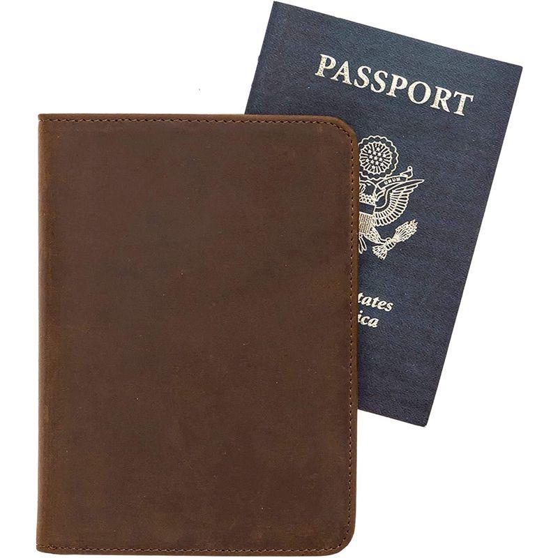 RFID のパスポート ホルダー旅行財布 - 本物の狂気の馬革をブロック (ダークブラウン 1)｜en-office｜04