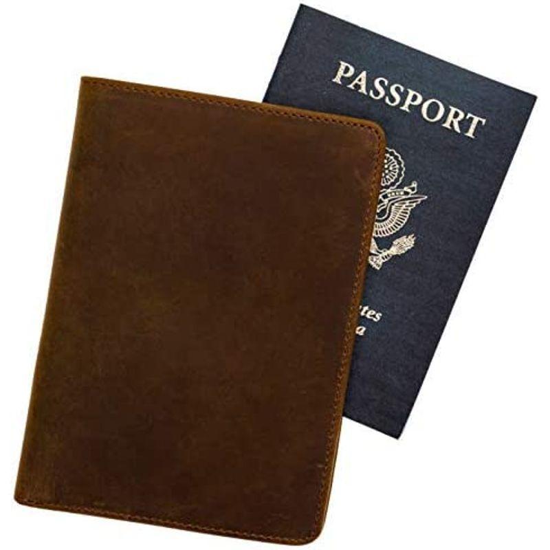 RFID のパスポート ホルダー旅行財布 - 本物の狂気の馬革をブロック (ダークブラウン 1)｜en-office｜05