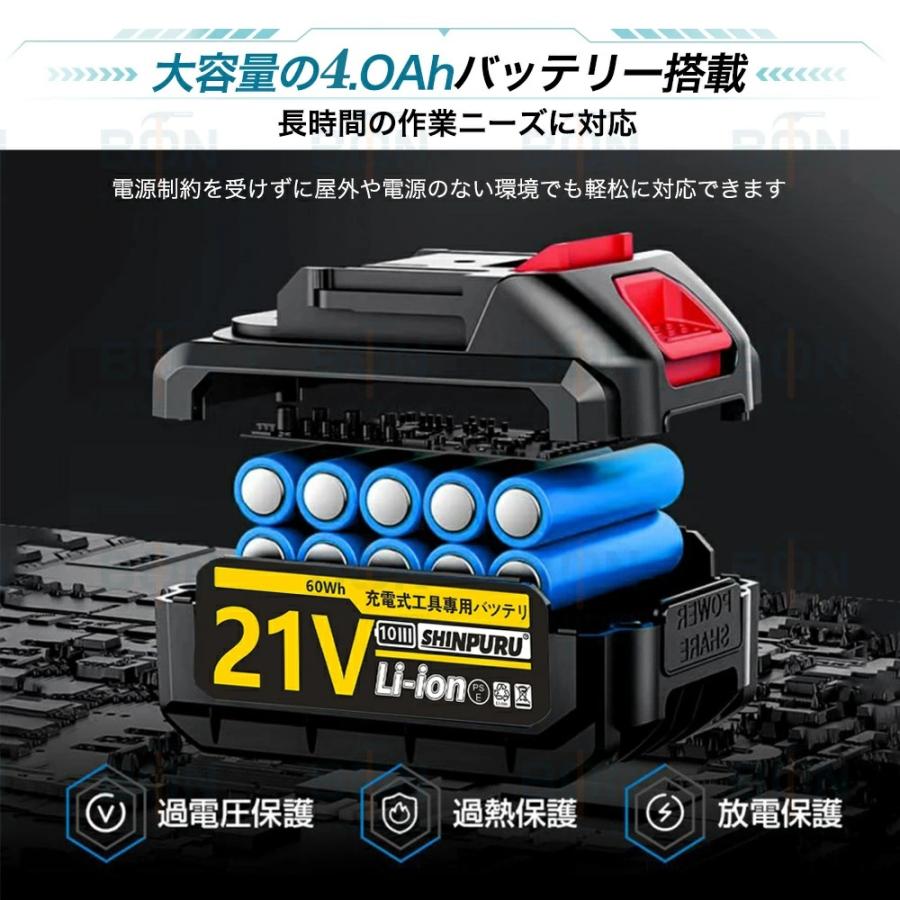 インパクトレンチ 電動ドライバー  タイヤ交換 電源2個付き 電動ドライバー 充電式インパクトレンチ ブラシレスレンチ 無段変速 正逆転両用 |  | 09