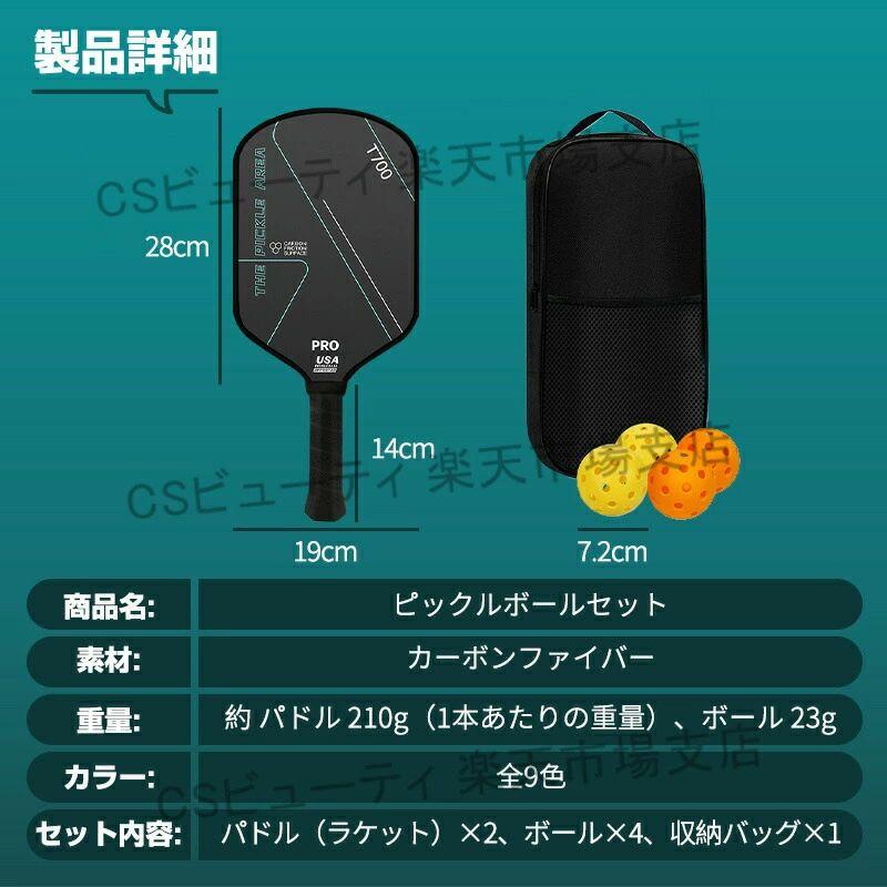 ピックルボール セット パドル 2本 ボール 4個 収納バッグ付き