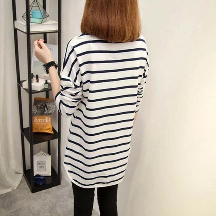ボーダー柄 長袖 秋 ロングT Tシャツ レディース ロンT ゆったり カットソー シンプル 春 トップス 長袖Tシャツ カジュアル ...