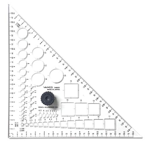 三角定規【メール便発送可能】バンコ テンプレート 三角定規型テンプレート　製図作業時間短縮ツール/バンコテンプレート/製図用テンプレート/三角定規45°｜enauc｜02