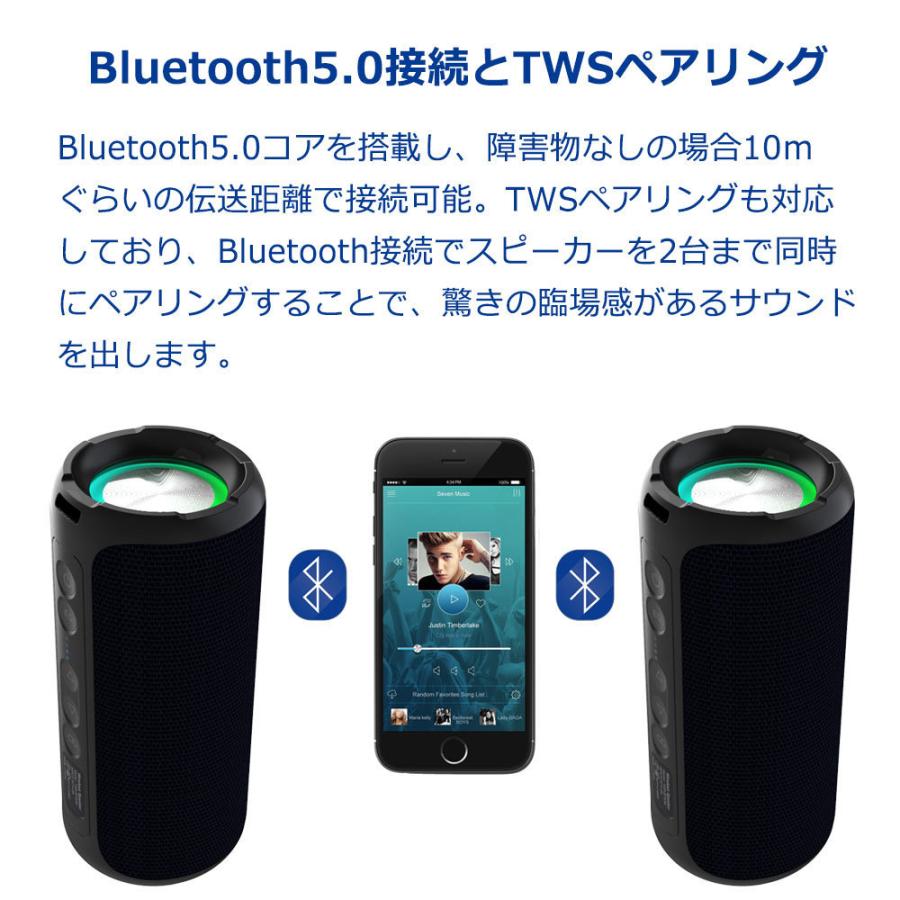 Bluetooth スピーカー 高音質 重低音 IPX7防水 18時間連続再生