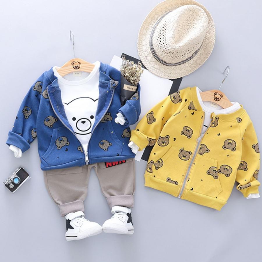 限定製作】 キッズ ベビー 女の子 男の子 上下3点セット超可愛い アウターウエア ズボン 子供服 ジャケット 春着 Tシャツ ジャケット、コート 男の子 アウター 3着セット
