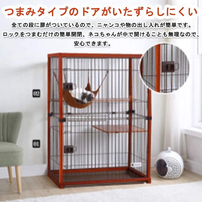 売り出し値下 ケージ 猫 大型 キャットハウス キャットケージ 2段 木製