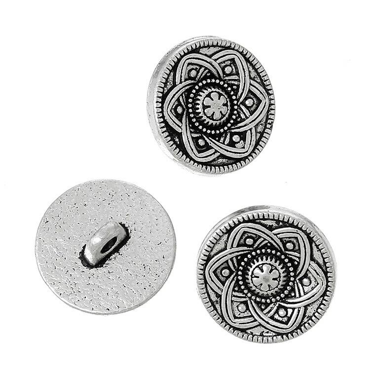 15mm 3個入 アンティークシルバー風メタルボタン足つき【ゆうパケット