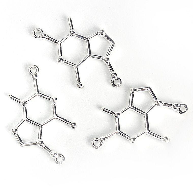 1個入 32mm×18mm コネクターパーツ 分子式化学式 銀メッキ 【ゆう