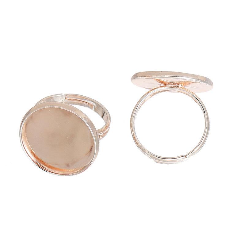 12mm フリー 11号〜 リング台座 円形 カボション台付き ローズゴールド