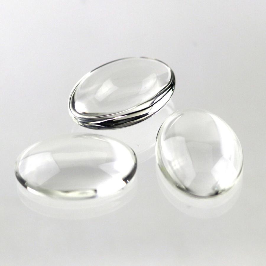 25×18mm 3個入 ドーム型 ガラスカボション 楕円 クリア 【ゆうパケット