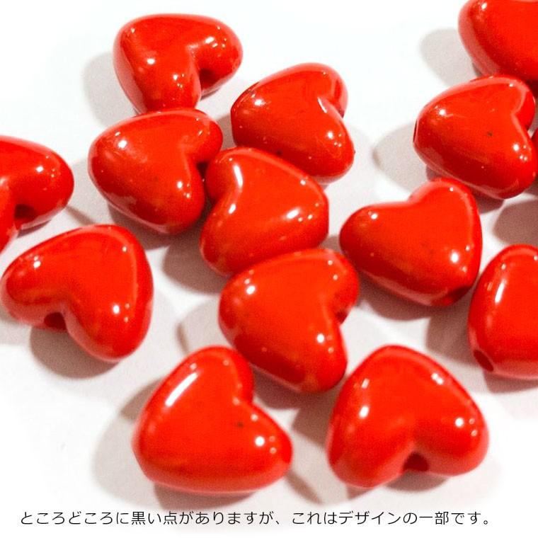 約11×10mm 50個入 アクリルビーズ ハート 赤 穴約2.0mm 【ゆう