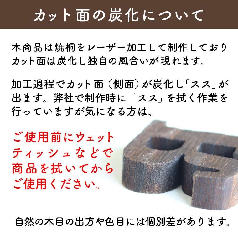 木製 焼桐 切り抜き文字 カタカナ 9cm アンシャンテラボ【ゆうパケット 